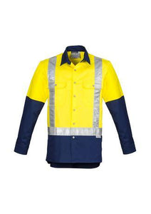 Men's Hi Vis Spliced Industrial Shirt - Shoulder Taped