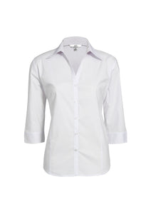 White / 6 Ladies Metro 3/4 Sleeve Shirt