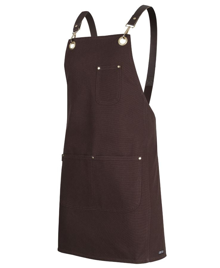 Apron Chocolate Brass Eyelet Canvas Apron with PU Strap