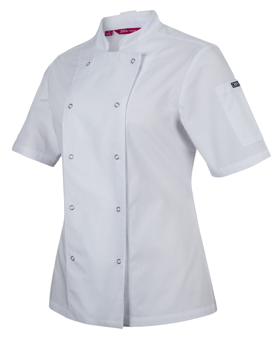 Chef Shirt White / 6 Ladies S/S Snap Button Chef Jacket