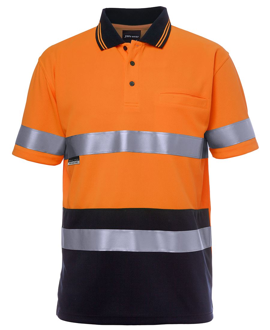 High Vis Orange/Navy / S HI VIS Taped Polo