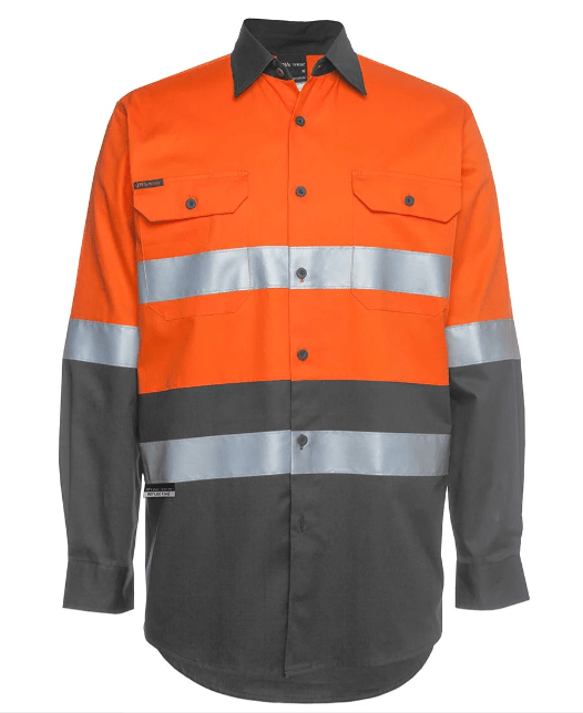 High Vis Orange/Charcoal Hi Vis L/S (D+N) 150G Work Shirt