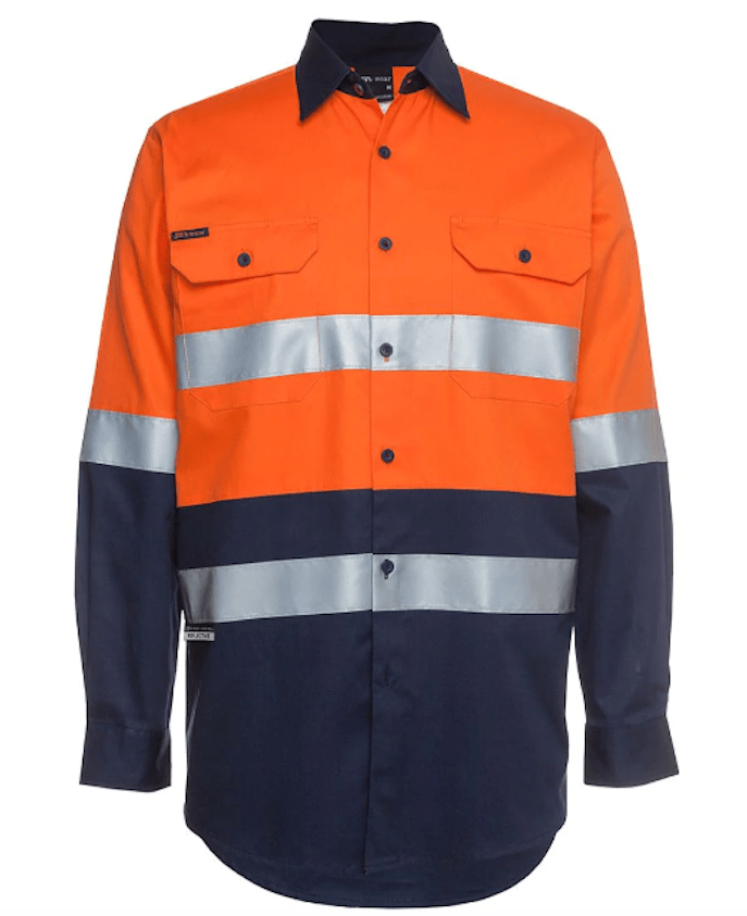 High Vis Orange/Navy Hi Vis L/S (D+N) 150G Work Shirt