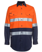 Load image into Gallery viewer, High Vis Orange/Navy Hi Vis L/S (D+N) 150G Work Shirt
