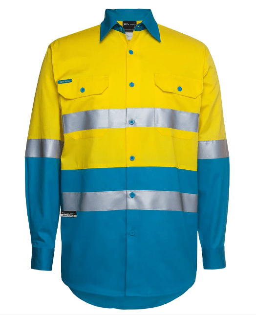High Vis Yellow/Aqua Hi Vis L/S (D+N) 150G Work Shirt