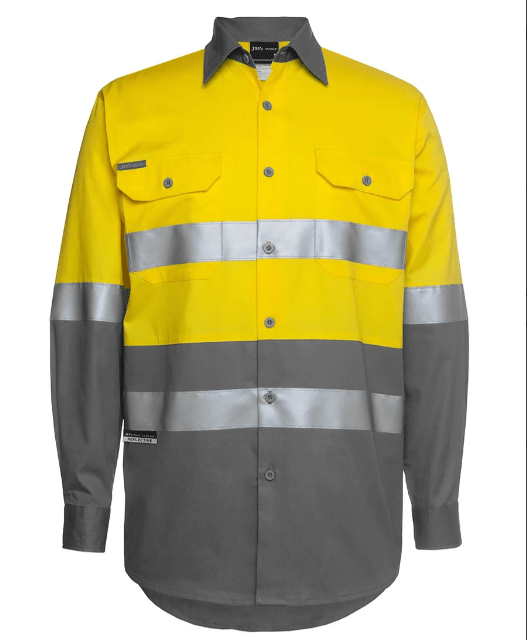 High Vis Yellow/Charcoal Hi Vis L/S (D+N) 150G Work Shirt