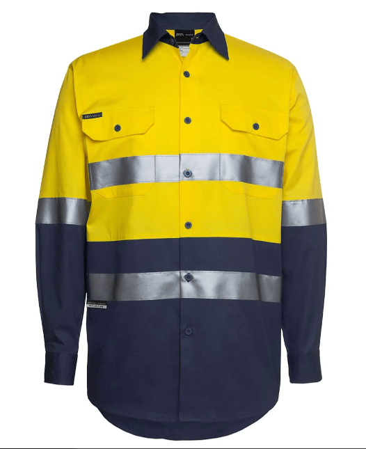 High Vis Yellow/Navy Hi Vis L/S (D+N) 150G Work Shirt
