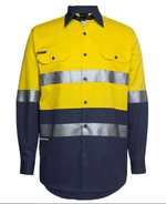 Load image into Gallery viewer, High Vis Yellow/Navy Hi Vis L/S (D+N) 150G Work Shirt

