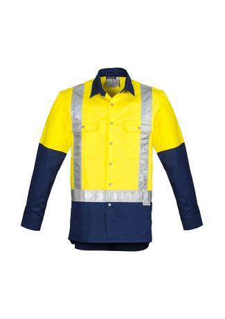 Men's Hi Vis Spliced Industrial Shirt - Shoulder Taped - WORKWEAR - UNIFORMS - NZ