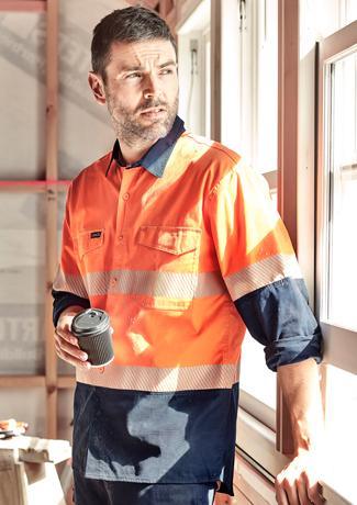 Mens Rugged Cooling Hi Vis Segmented Tape L/S Shirt - WORKWEAR - UNIFORMS - NZ