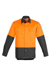 Mens Hi Vis Spliced Industrial Shirt - WORKWEAR - UNIFORMS - NZ