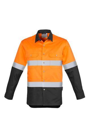 Mens Hi Vis Spliced Industrial Shirt - Hoop Taped - WORKWEAR - UNIFORMS - NZ
