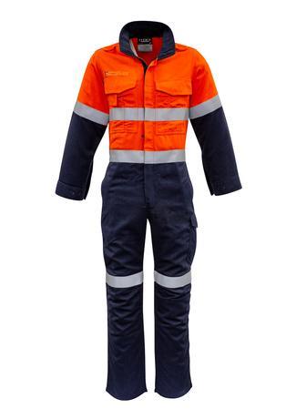 Mens Orange Flame HRC 2 Hoop Taped Spliced Overall - WORKWEAR - UNIFORMS - NZ
