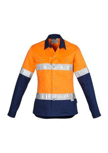 Womens Hi Vis Spliced Industrial Shirt - Hoop Taped - WORKWEAR - UNIFORMS - NZ