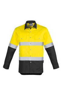 Mens Hi Vis Spliced Industrial Shirt - Hoop Taped - WORKWEAR - UNIFORMS - NZ
